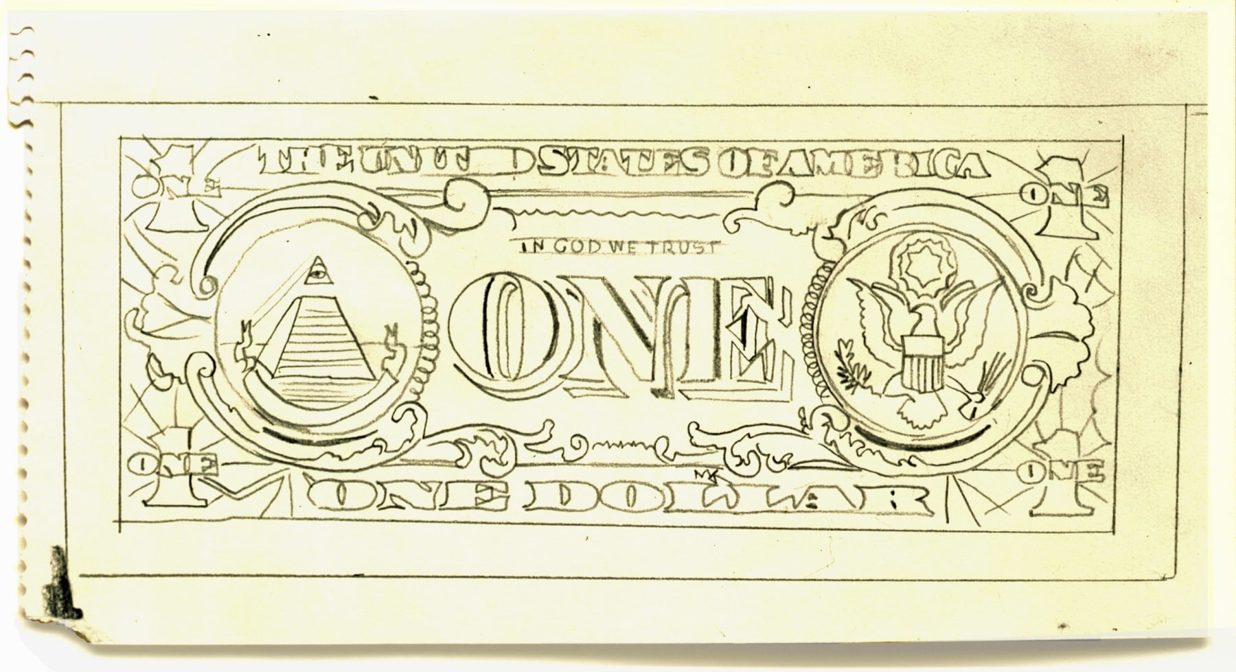About the Artwork Andy Warhol. Dollar Bill. 1964. Graphite on Paper. (13.65 X 26 Cm)  by Andy Warhol