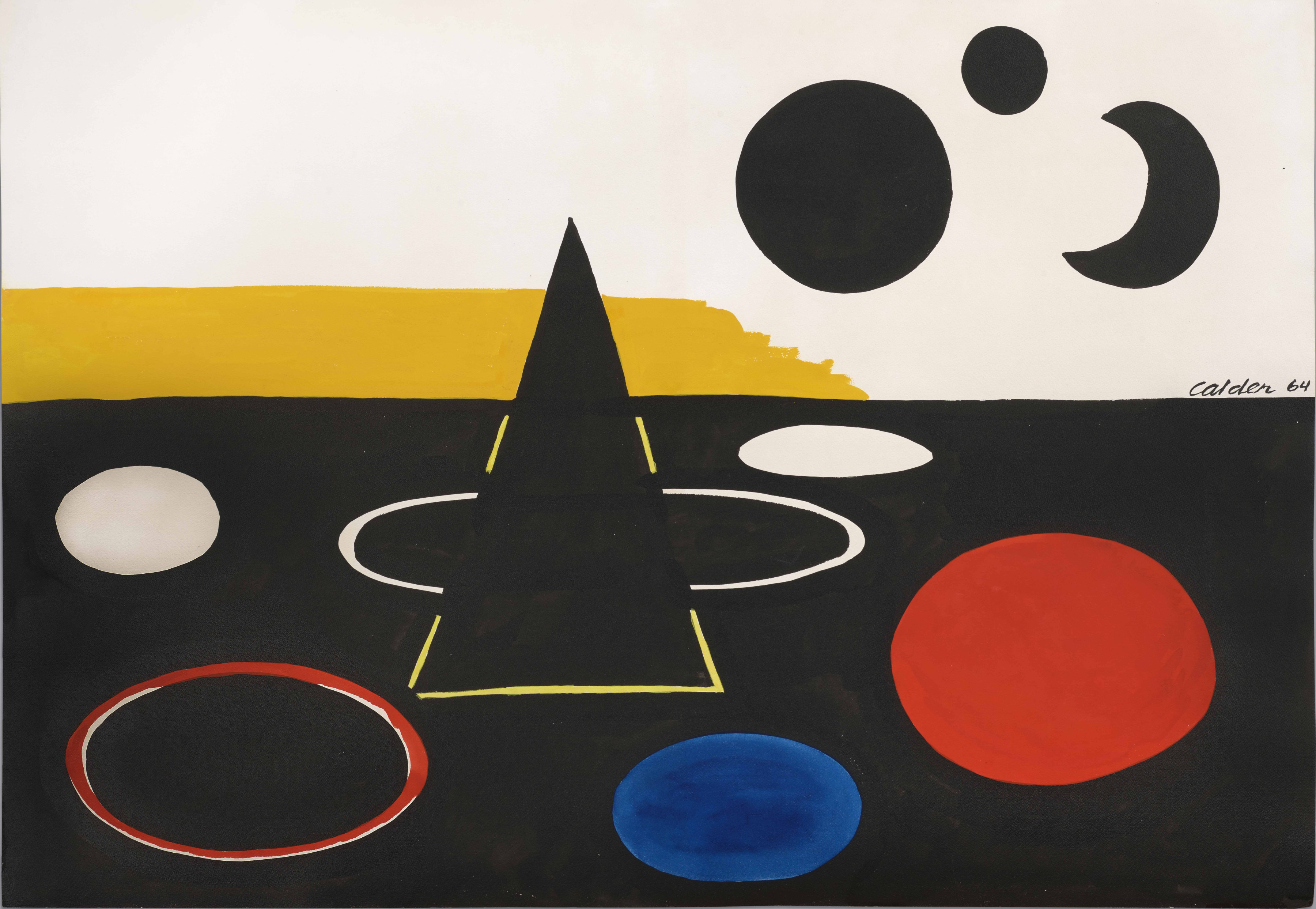 About the Artwork Alexander Calder (1898 1976) Planetary Motion, 1964  Ink and Gouache on Paper  29 X 42 ¼ In.  by Alexander Calder