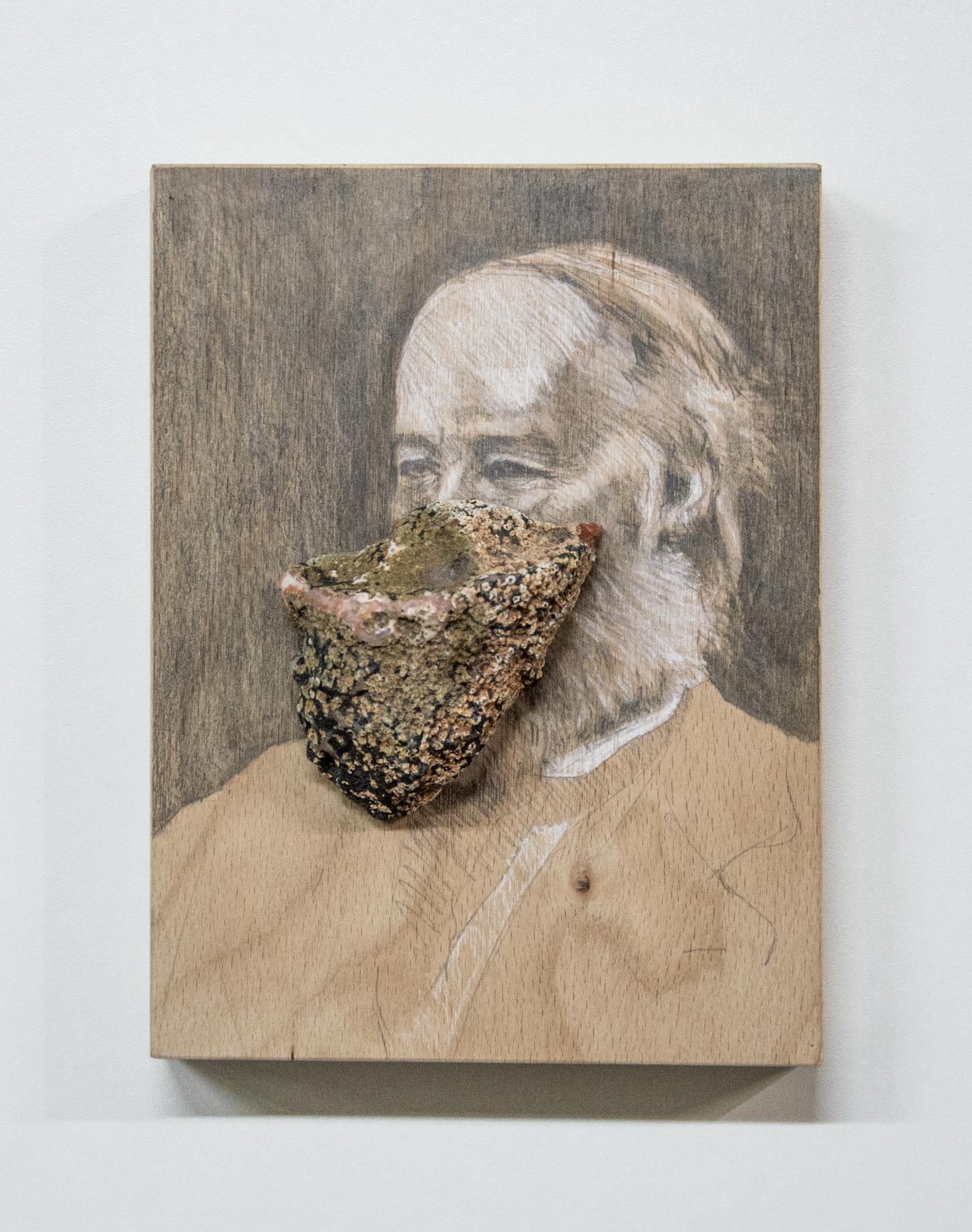 About the Artwork Nidhal Chamekh Extraction No. Xiii, 2016 Graphite, Pastel, Charcoal and Mineral Stones on Wood and Perspex Box 21h X 16w X 10d Cm Unique  by Nidhal Chamekh