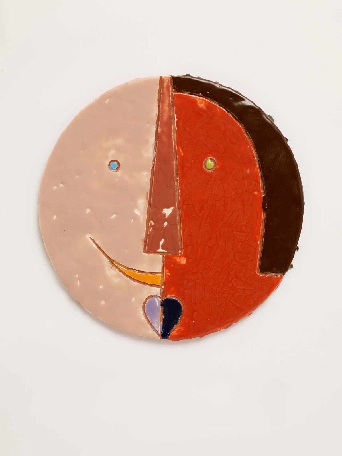 About the Artwork Polly Apfelbaum. Barn Face (brown Nose), 2021. Glazed Ceramic. 49 X 49 X 2.2 Cm  by Polly Apfelbaum