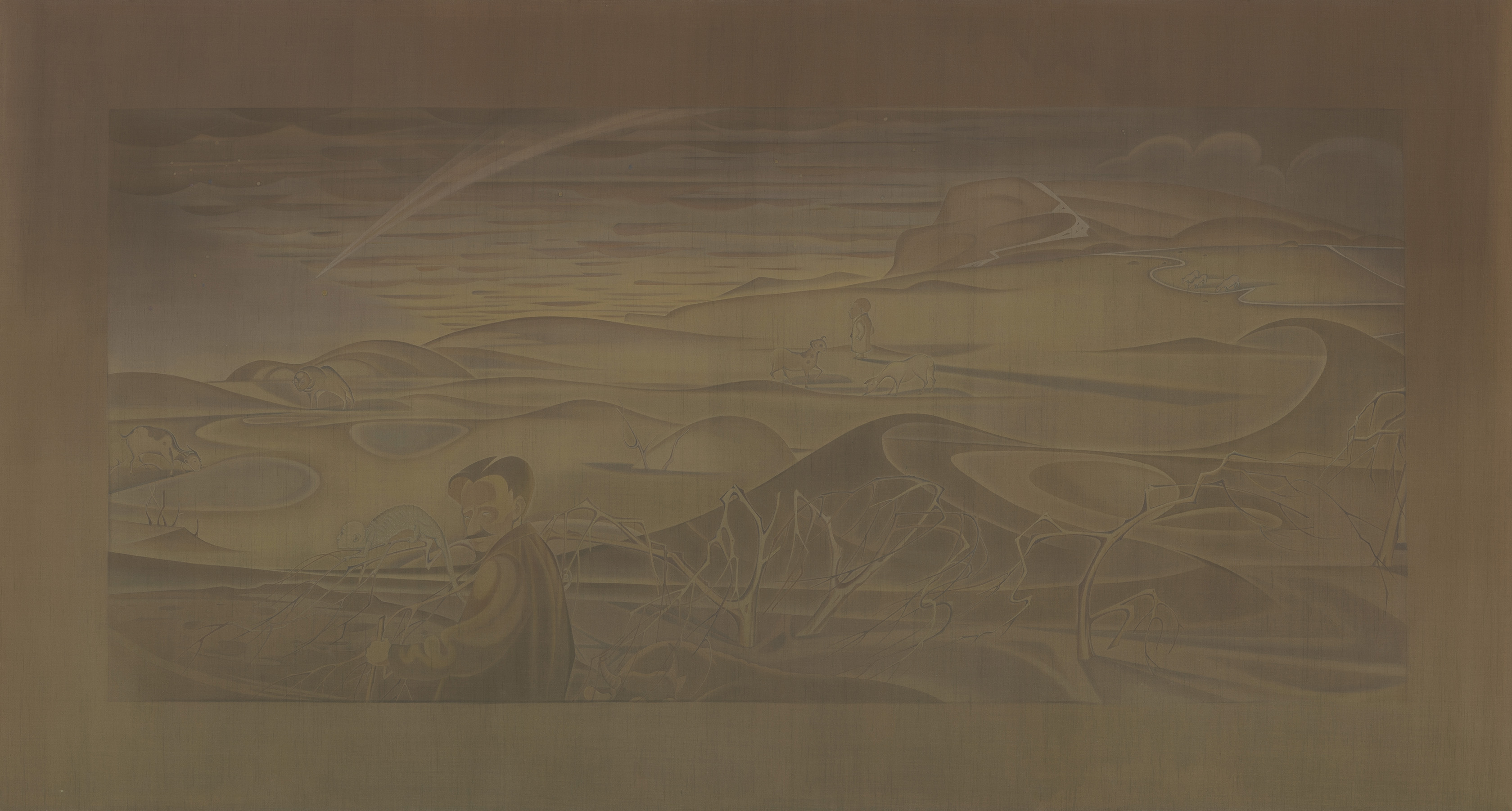 About the Artwork Hao Liang, Suite. Autumn Thoughts — Dawn, Ink and Color on Silk, 2020  by Hao Liang