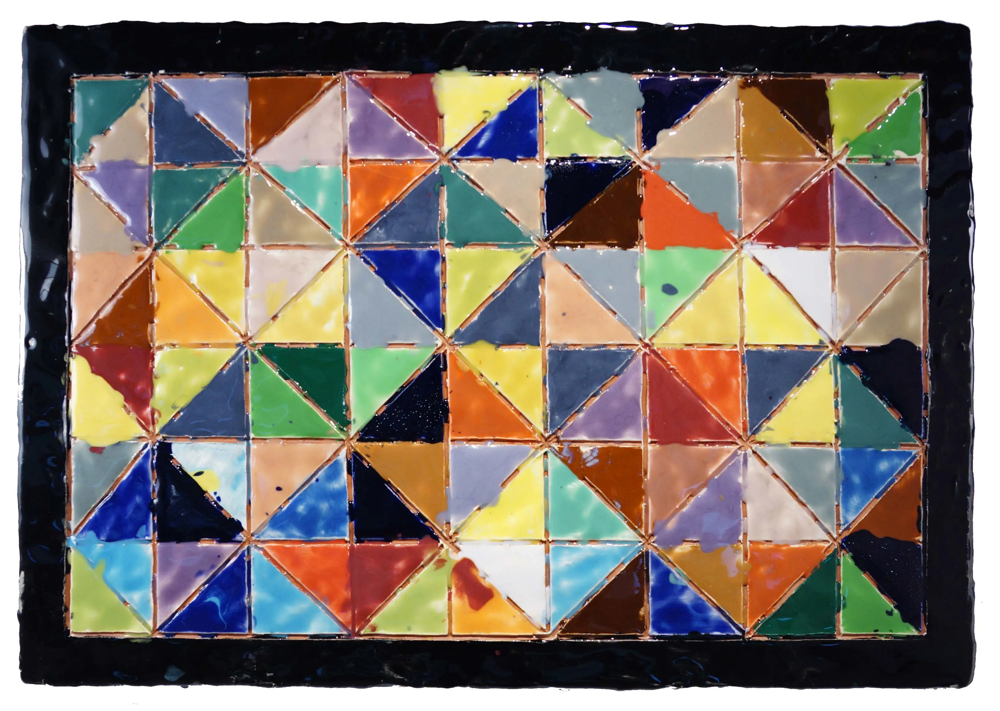 About the Artwork Polly Apfelbaum. Abstract Pennsylvania Diamond Quilt, 2021. Terracotta and Glaze. 49.3 X 71 X 2 Cm  by Polly Apfelbaum