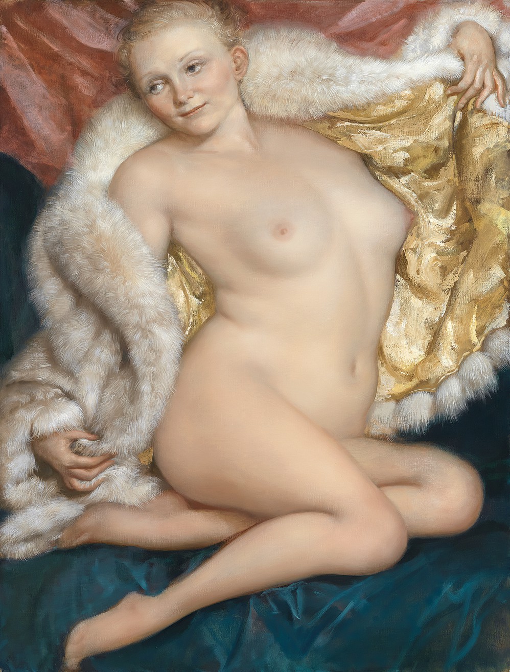 About the Artwork John Currin. the Old Fur. 2010. Oil on Canvas. 127 X 96,5  by A. Ramachandran