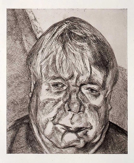 About the Artwork Lucian Freud, Donegal Man, 2007. Etching on Somerset White Paper  by Lucian Freud
