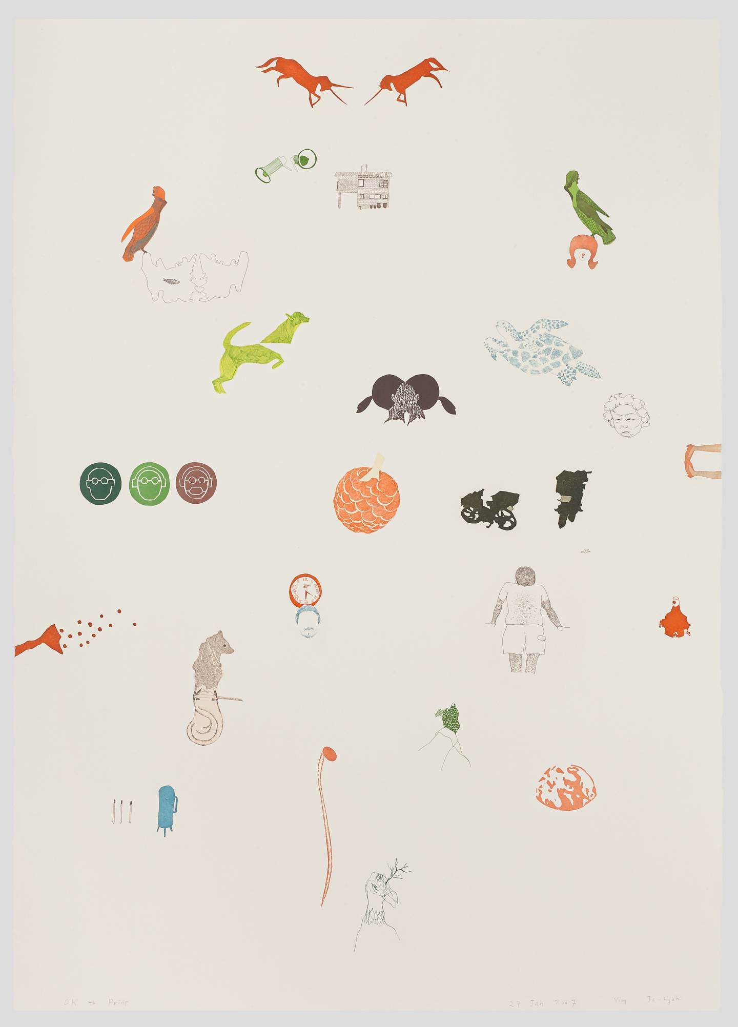 About the Artwork Yim Ja Hyuk. the Extracted Islets. 2007. Hard Ground Etching, Aquatint and Woodblock on Fabriano 100% Cotton Paper. Edition of 15. 70 X 100.33 Cm  by Yim Ja-Hyuk