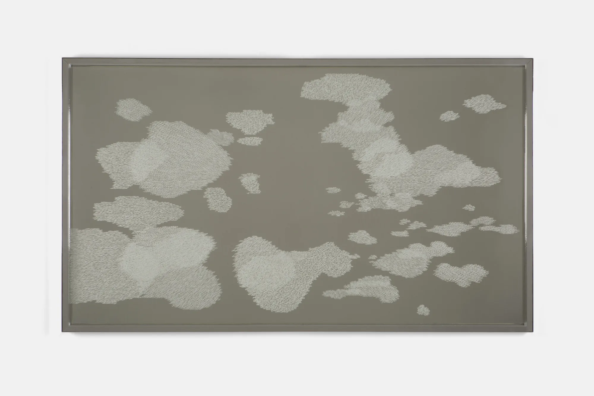 About the Artwork Nicène Kossentini Nuages, 2019 Ink on Glass and Mirror 84h X 144w Cm  by Nicène Kossentini