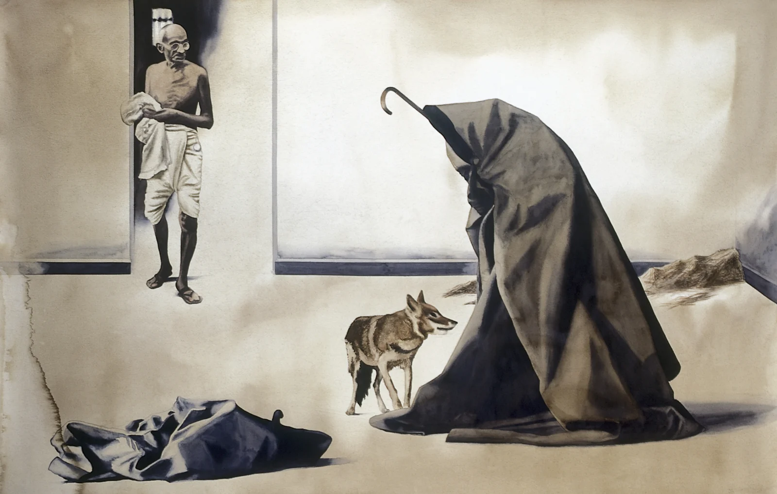About the Artwork Atul Dodiya. Bapu at Rene Block Gallery, New York 1974, 1998  by Atul Dodiya